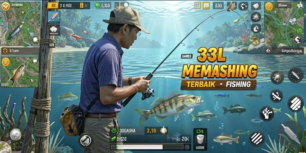 Tampilan dalam game 33L dengan berbagai lokasi memancing.