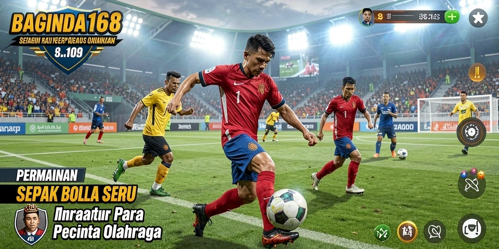 Tampilan gameplay seru di BAGINDA168 dengan aksi sepak bola yang mendebarkan.