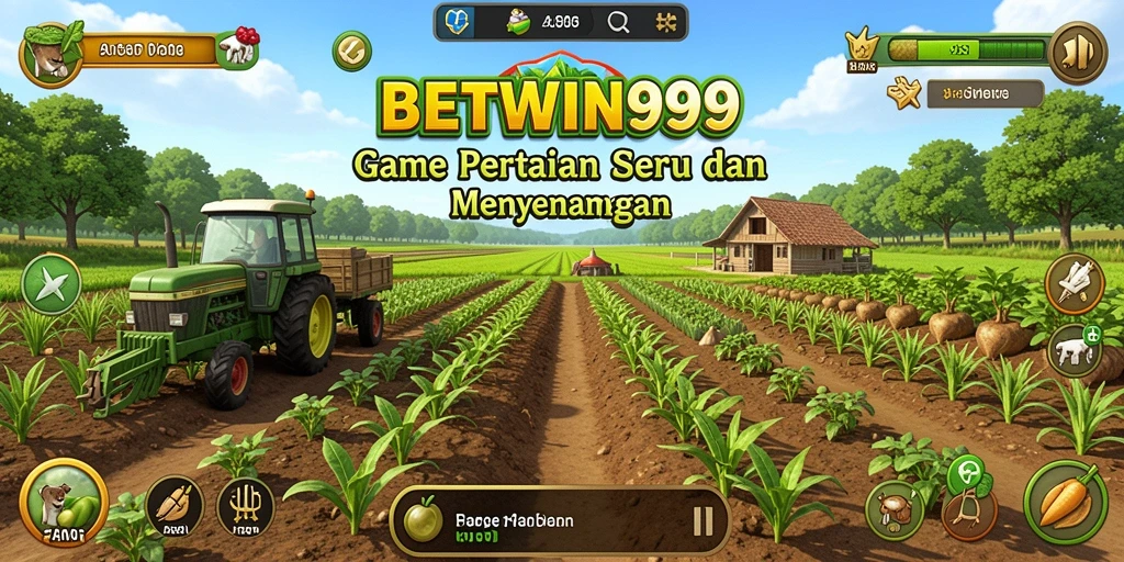 Tampilan gameplay BETWIN999 menunjukkan aktivitas bertani yang seru.