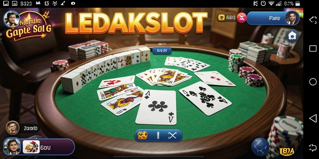 Screenshot gameplay LEDAKSLOT yang menampilkan keseruan bermain Gaple.