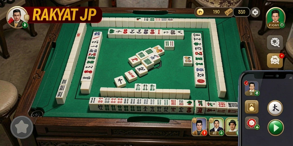 Tampilan gameplay RAKYATJP yang menarik saat bermain Mahjong.