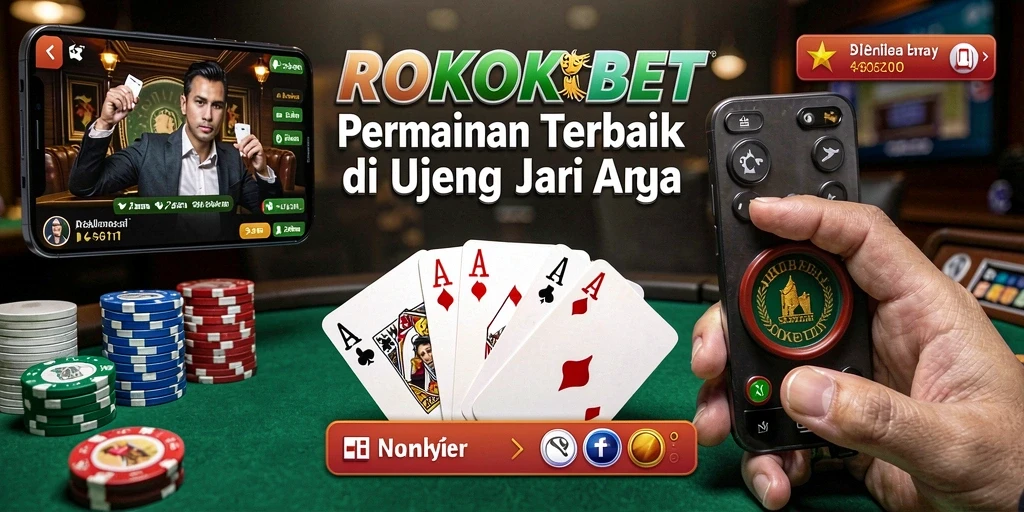 Screenshot utama ROKOKBET yang menunjukkan suasana permainan Poker yang seru.
