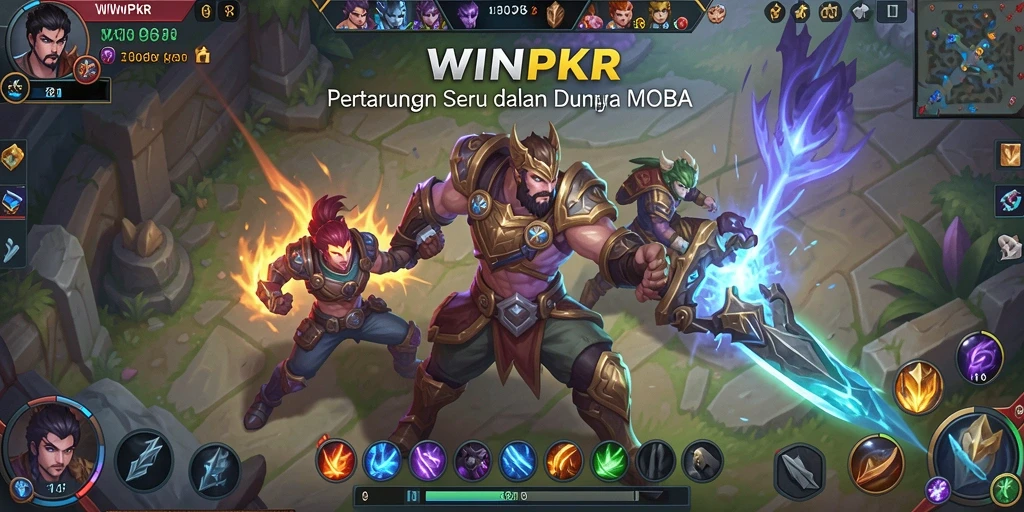 Tangkapan layar gameplay seru WINPKR di arena MOBA.